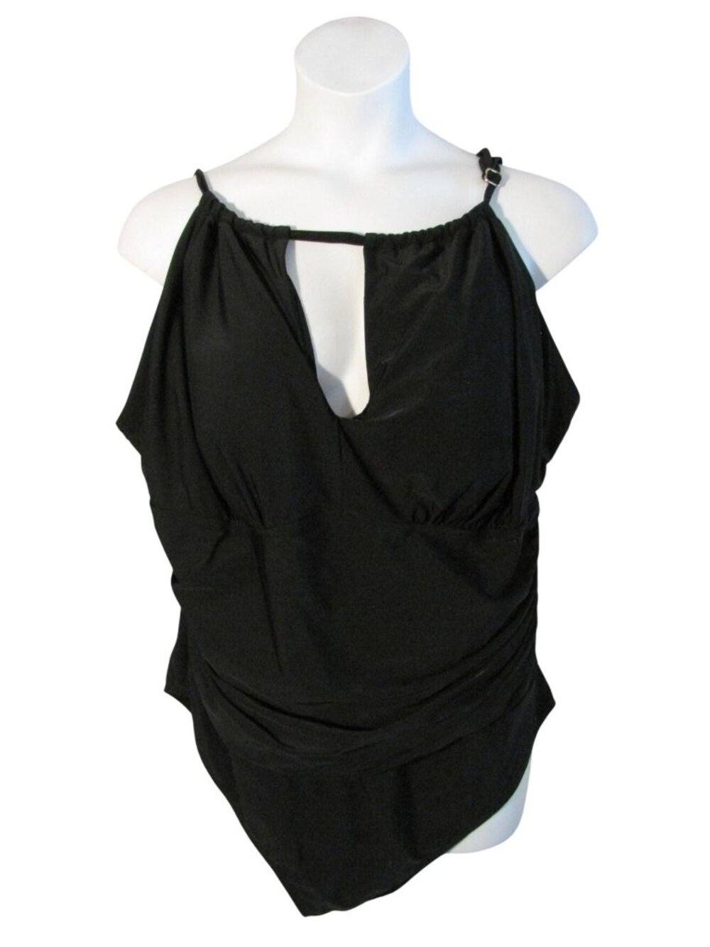 Boutique 3X Black One Piece Bathing Suit Swimsuit Gathered Sides